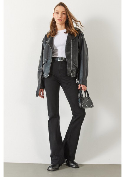 Jenny Black Yüksek Bel Flare Jean Pantolon - Black fiyatları
