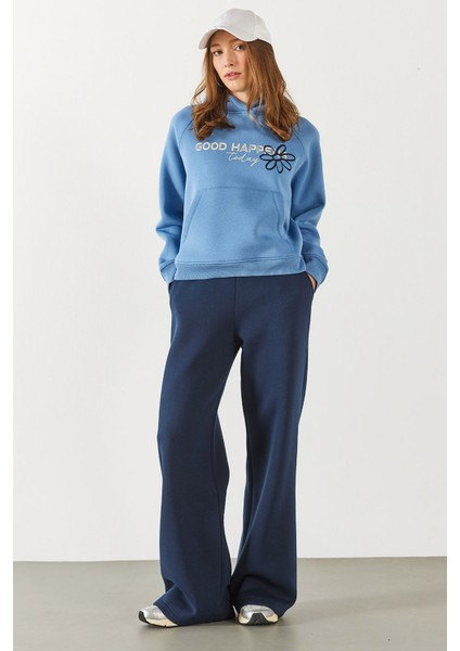 Pasific Baskılı Sweatshirt - Mavi modelleri