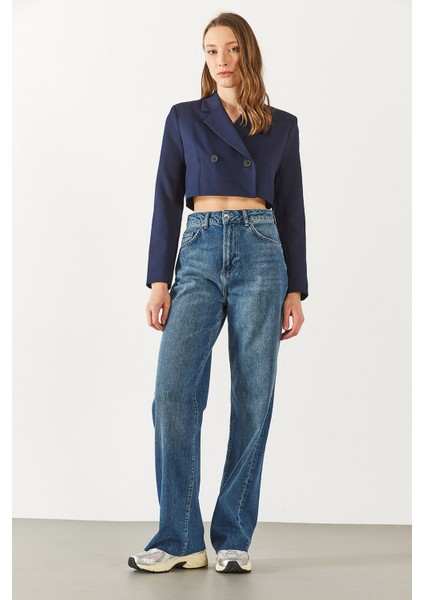 Wanda Ekstra Yüksek Bel Rigit Lyocell Dark Blue Wide Leg Jean Pantolon - Dark Blue modelleri