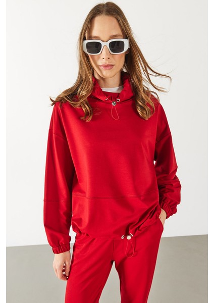 Norah Yakası Detaylı Regular Fit Sweatshirt - Kırmızı