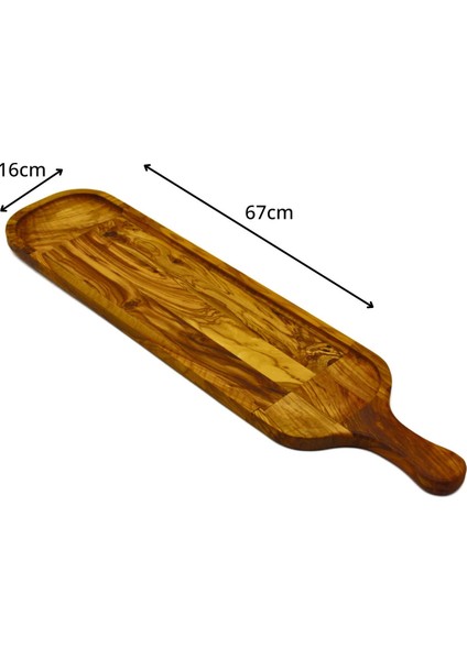 Ahşap Saplı Servis Sunum Tahtası Zeytin Ağacı 65 Cm