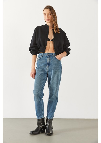 Loren Fermuarlı Geniş Kemerli Sweatshirt - Siyah fiyatları