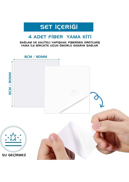 Argeus 4'lü Fiber Çanta Delik Tamir Yaması Beyaz