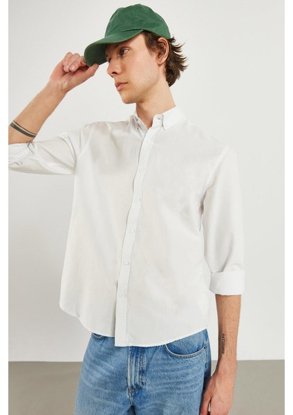 Erkek Steven Beyaz Regular Fit Oxford Gömlek modelleri