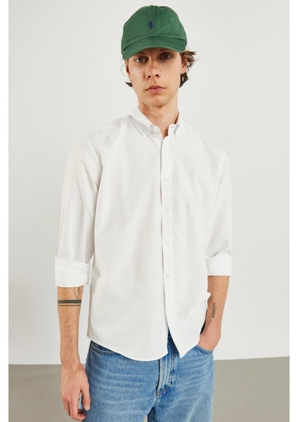 Erkek Steven Beyaz Regular Fit Oxford Gömlek fırsatları