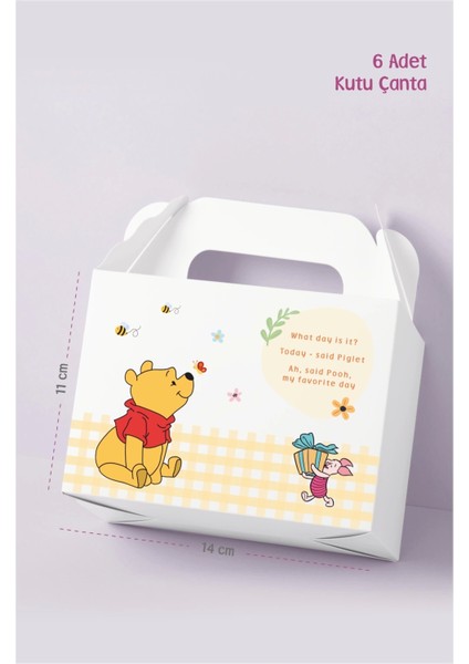 Winnie The Pooh Teması Kutu Çanta Postacı 14X17 cm *6'lı Paket