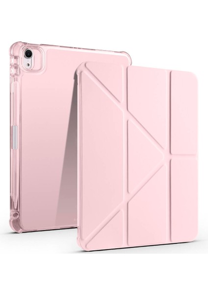 Apple iPad 10.nesil 10.9 (2022) Yatay ve Dikey Standlı Antişok Köşe Korumalı Kalemlikli Origami Slikon Kılıf A2696 A2757 A2777 A3162