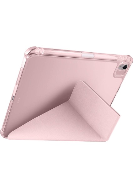 Apple iPad 10.nesil 10.9 (2022) Yatay ve Dikey Standlı Antişok Köşe Korumalı Kalemlikli Origami Slikon Kılıf A2696 A2757 A2777 A3162