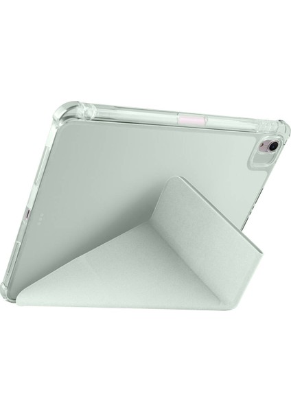 iPad Air 11 M2 2024 Yatay ve Dikey Standlı Antişok Köşe Korumalı Kalemlikli Origami Slikon Kılıf A2902 A2903