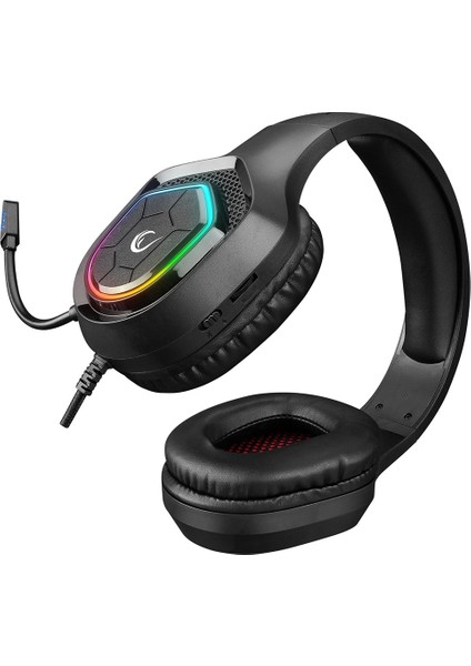 RM-K90 Vector Siyah Rgb LED Type-C Gaming Mikrofonlu Oyuncu Kulaklığı