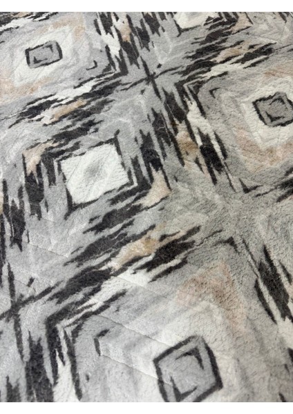 Kabartmalı Halı Dokusunda Jel Kaymaz Taban Yıkanabilir Kesme Yolluk Gri Modern Desen modelleri