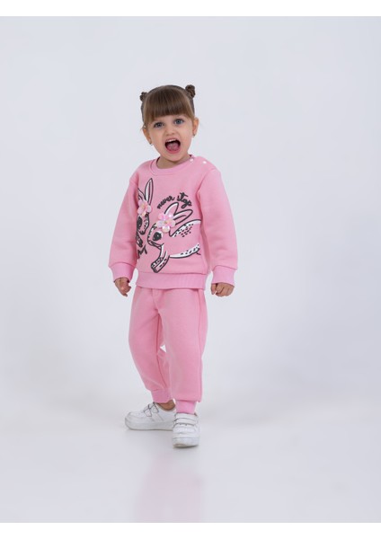 Kız Bebek Tavşan Baskılı Ikili Sweatshirt Takım modelleri