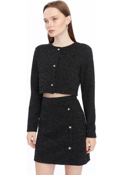 Ekose Tüvit Blazer Ceket Mini Etek Takım