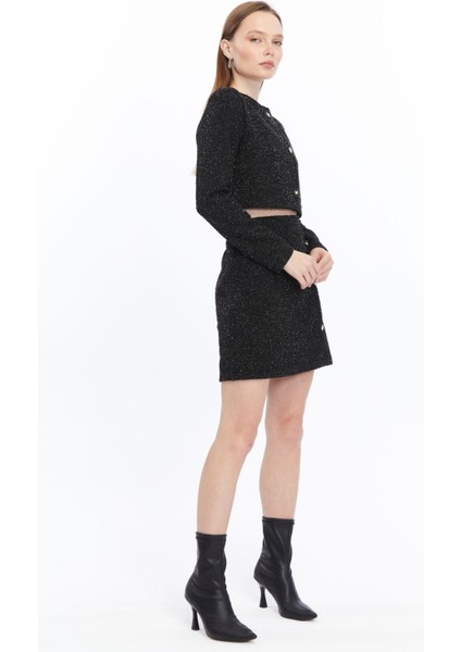 Ekose Tüvit Blazer Ceket Mini Etek Takım