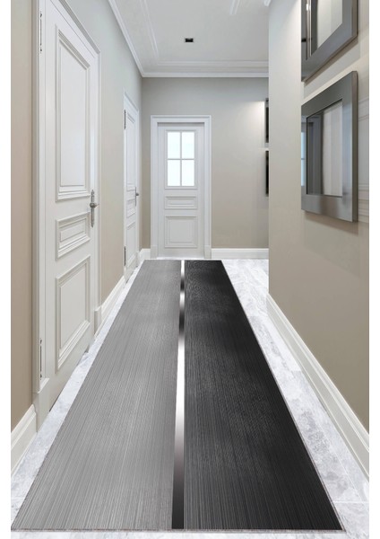 Antrasit Kaymaz Modern Kesme Rulo Özel Ölçülü Yolluk AR1411