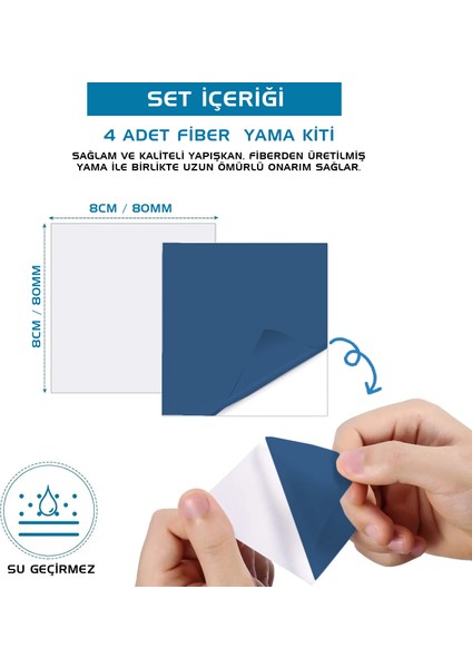 Argeus 4'lü Fiber Çanta Delik Tamir Yaması Lacivert