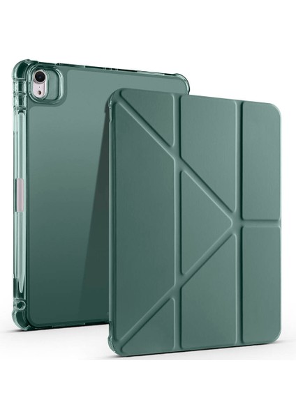 iPad Air 11 M2 2024 Yatay ve Dikey Standlı Antişok Köşe Korumalı Kalemlikli Origami Slikon Kılıf A2902 A2903