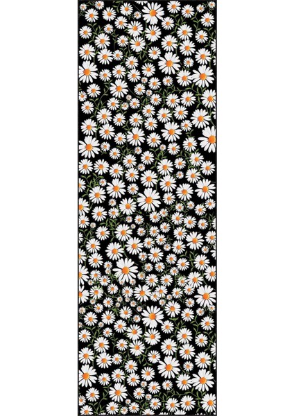 Siyah Kaymaz Papatyalı Kesme Rulo Özel Ölçülü Yolluk VH099 fiyatları