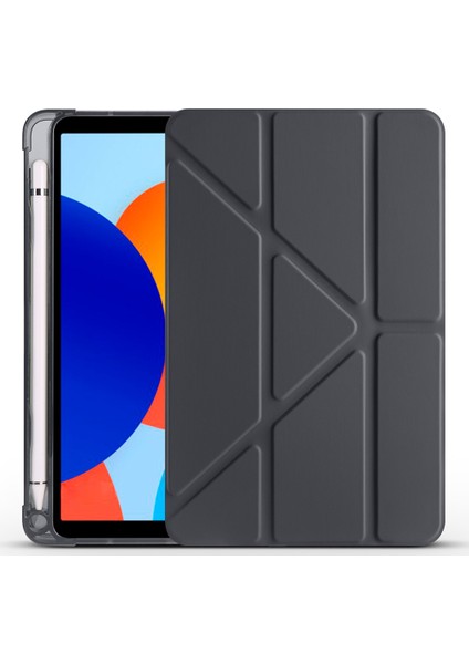 Huawei Matepad Se 11 2023 Uyumlu Yatay ve Dikey Standlı Antişok Köşe Korumalı Kalemlikli Origami Slikon Kılıf