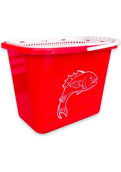 Fishack Süzgeçli Balıkçı Kovası 15 lt Kırmızı Kod 179