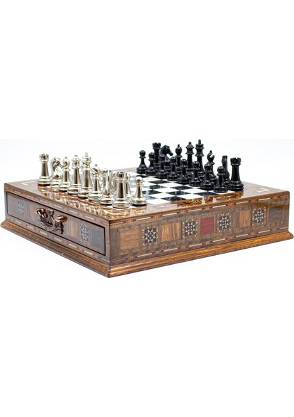 Kişiye Özel Ahşap El Işi Çekmeceli Satranç Takımı, Yüksek Kalite Satranç Metal Satranç Takımı modelleri