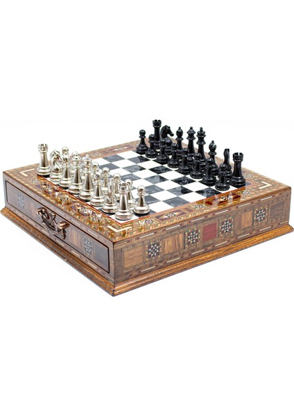 Kişiye Özel Ahşap El Işi Çekmeceli Satranç Takımı, Yüksek Kalite Satranç Metal Satranç Takımı indirimleri