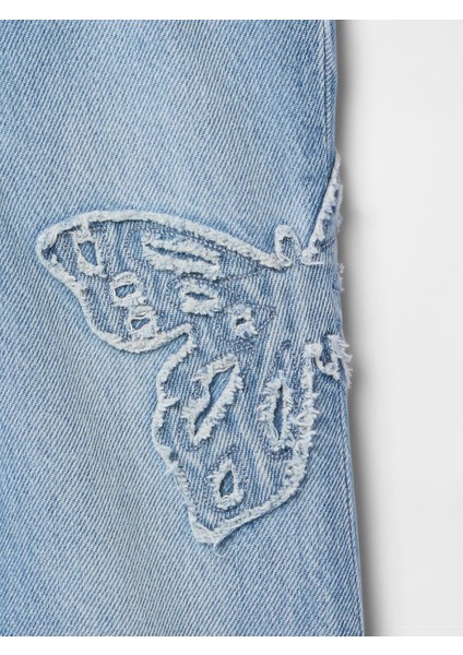 Kız Bebek Mavi Butterfly Stride Jean Pantolon