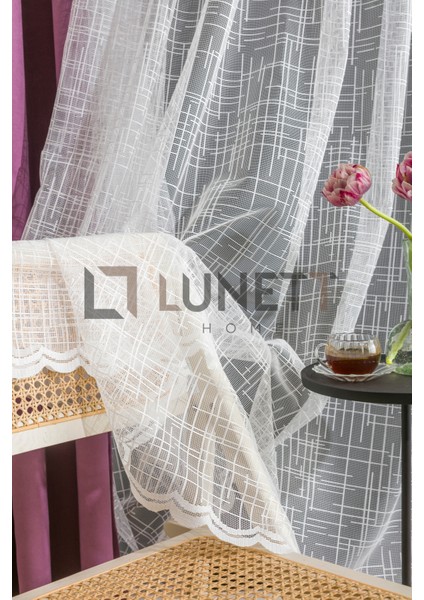 Kullanıma Hazır Petek Üstü Ekru Renk Hipatia Desen (1x2) Seyrek Pile Tül Perde fiyatları