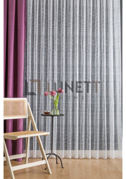 Kullanıma Hazır Petek Üstü Ekru Renk Hipatia Desen (1x2) Seyrek Pile Tül Perde