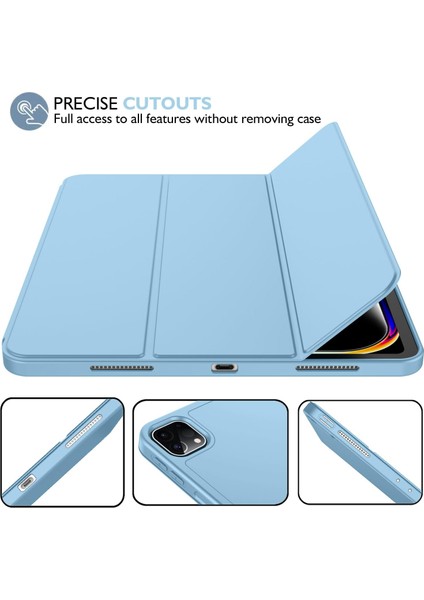 Apple iPad Pro 11 Inç M4 2024 Uyumlu Kılıf Pen Slot Charging Case Kalem Bölmeli A2836 A2837 A3006 modelleri