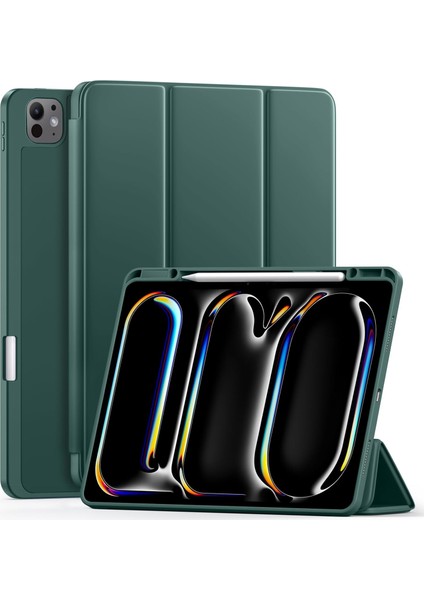 Apple iPad Pro 11 Inç M4 2024 Uyumlu Kılıf Pen Slot Charging Case Kalem Bölmeli A2836 A2837 A3006