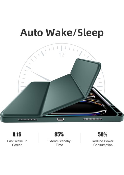 Apple iPad Pro 11 Inç M4 2024 Uyumlu Kılıf Pen Slot Charging Case Kalem Bölmeli A2836 A2837 A3006