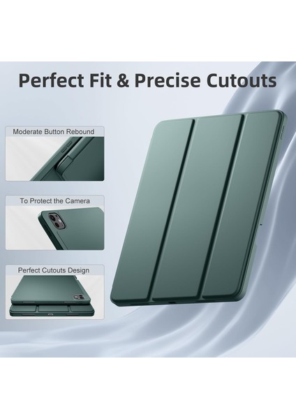 Apple iPad Pro 11 Inç M4 2024 Uyumlu Kılıf Pen Slot Charging Case Kalem Bölmeli A2836 A2837 A3006