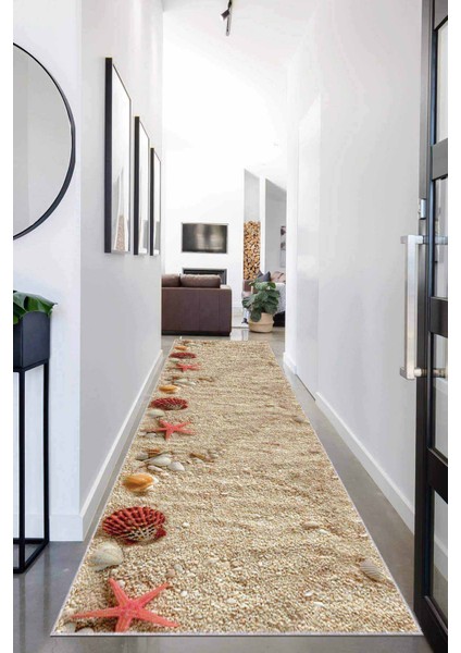 Bej Kaymaz 3D Üç Boyutlu Kesme Rulo Özel Ölçülü Yolluk AR253