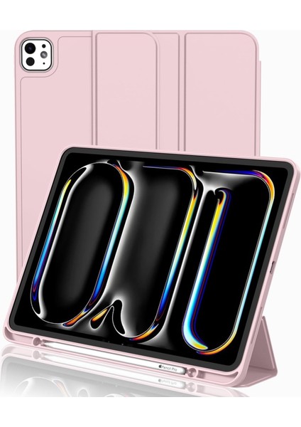 Apple iPad Pro 11 Inç M4 2024 Uyumlu Kılıf Pen Slot Charging Case Kalem Bölmeli A2836 A2837 A3006