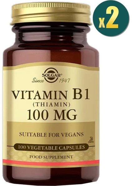 Vitamin B1 (Thiamin) 100 Mg 100 Kapsül 2 Adet