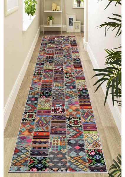 Renkli Kaymaz Patchwork Kesme Rulo Özel Ölçülü Yolluk AR980