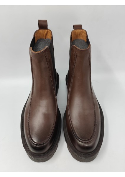 8128 Erkek Yüksek Taban Kahve Cilt Bağsız Şık Klasik Spor Bot modelleri