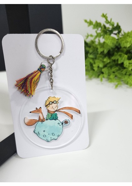 Küçük Prens Desenli Püsküllü Yuvarlak Pleksi Anahtarlık fiyatları