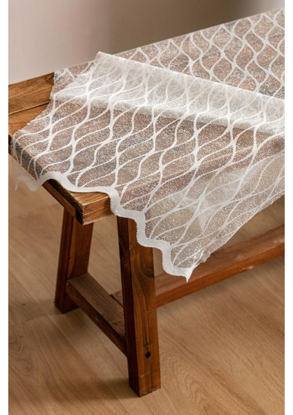 Kullanıma Hazır Petek Üstü Ekru Renk Baklava Desen (1x2.5) Orta Pile Tül Perde modelleri