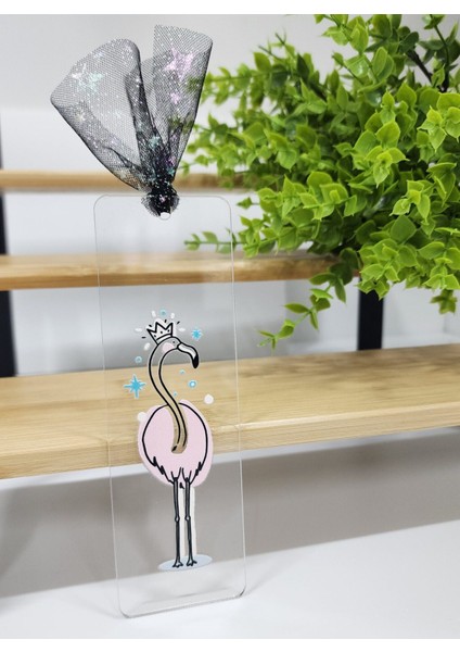 Flamingo Desenli Pleksi Kitap Ayracı
