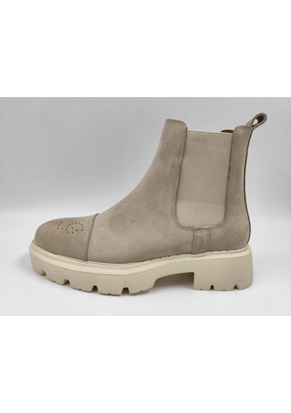 8088 Erkek Yüksek Taban Bej Süet Desenli Şık Klasik Spor Bot