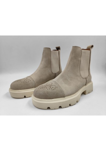 8088 Erkek Yüksek Taban Bej Süet Desenli Şık Klasik Spor Bot fiyatları