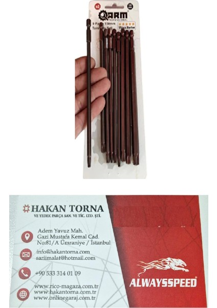 150 cm T30 Torx Bits Uç Kaplamalı S2 Çelik 10 Adet