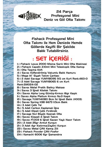 Fishack 24 Parça Mini Kompakt Deniz ve Göl Olta Seti - 2.10MT / 10-40GR