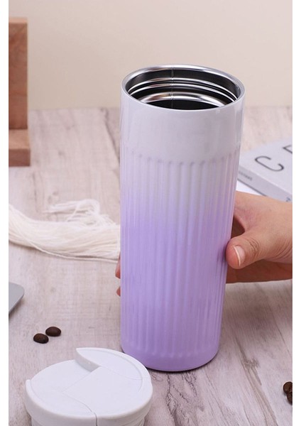 304 L Çelik 0,5 L Mor Beyaz Degrade El Termos Mug CIN917MR