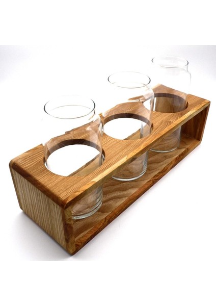 Ahşap Kapaklı 3'Lü Cam Kavanoz Seti Standı Büyük modelleri
