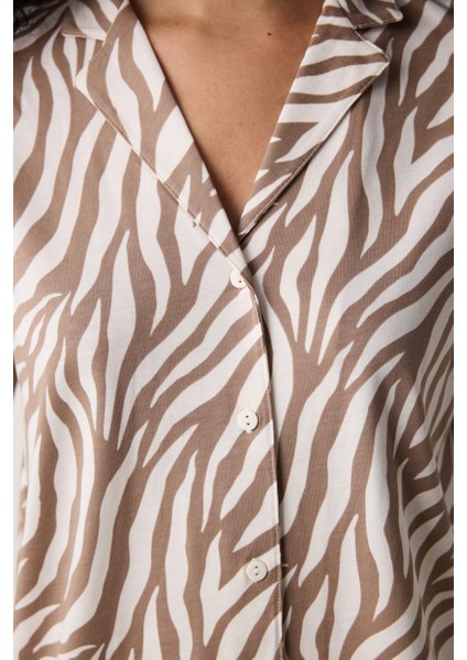 Pamuklu Zebra Gömlek Pantolon Çok Renkli Pijama Takımı