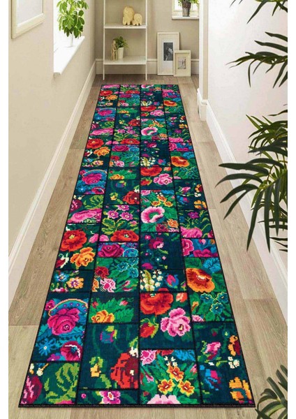 Renkli Kaymaz Patchwork Kesme Rulo Özel Ölçülü Yolluk AR667