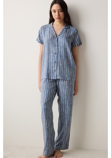 Freya Gömlek Pantolon Gri Pijama Takımı